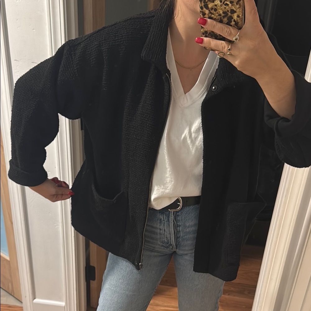 Eileen Fisher Black Utility Jacket with Shawl Collar